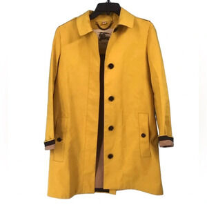Burberry Women's Yellow Button Down Trench Coat Size-10